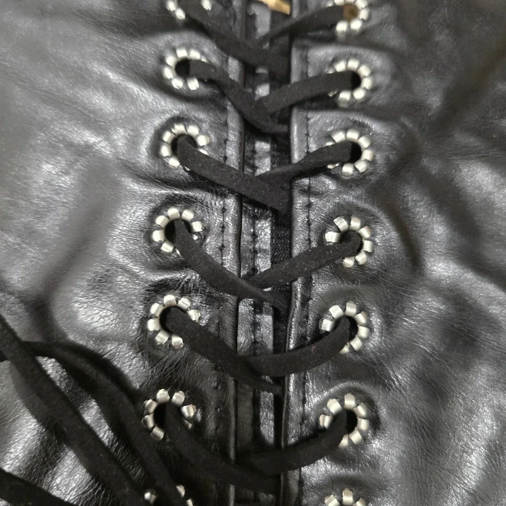 Black elastic lace-up cinch corset‎ belt
